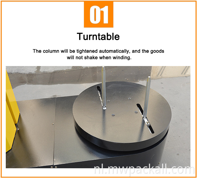 Gebruik van pre-stretchfolieverpakkingsmachines voor het verpakken van bagage op de luchthaven;